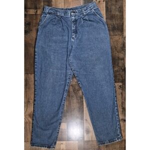 Vintage 90s Lee Pleated Mom Jeans Womens 16 32x30 Tapered High Waist Denim Pants